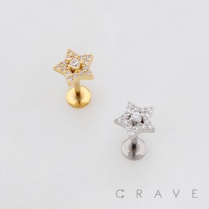 MULTI CZ STAR CELESTIAL TOP PUSHIN (THREADLESS) 316L SURGICAL STEEL LABRET SET